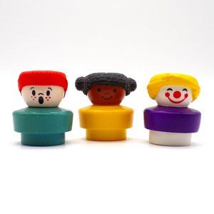 Fisher Price Chunky Little People Red Head Boy African American Girl Clown Lot